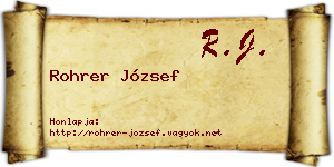 Rohrer József névjegykártya
