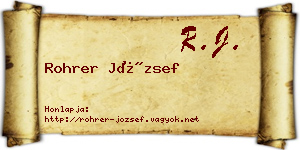 Rohrer József névjegykártya